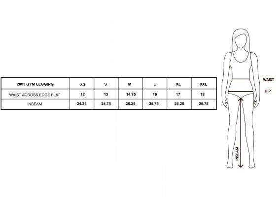 Size Chart for Women's Tights & Shorts