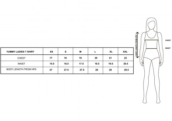 Size Chart for Women's T-Shirt